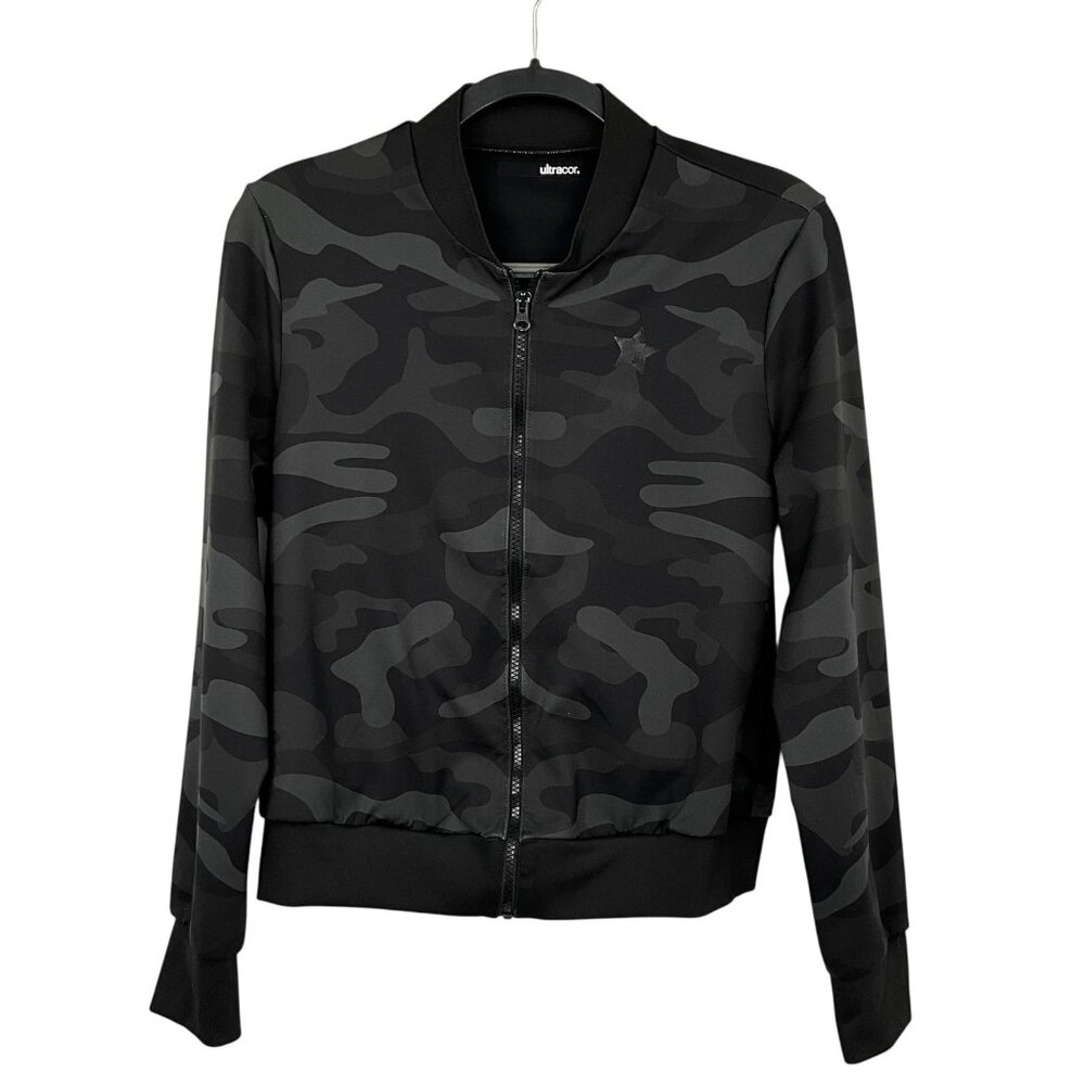 Ultracor Jacket Womens XS Black Camo Metallic Star Bomber Softshell Full Zip - Picture 1 of 12